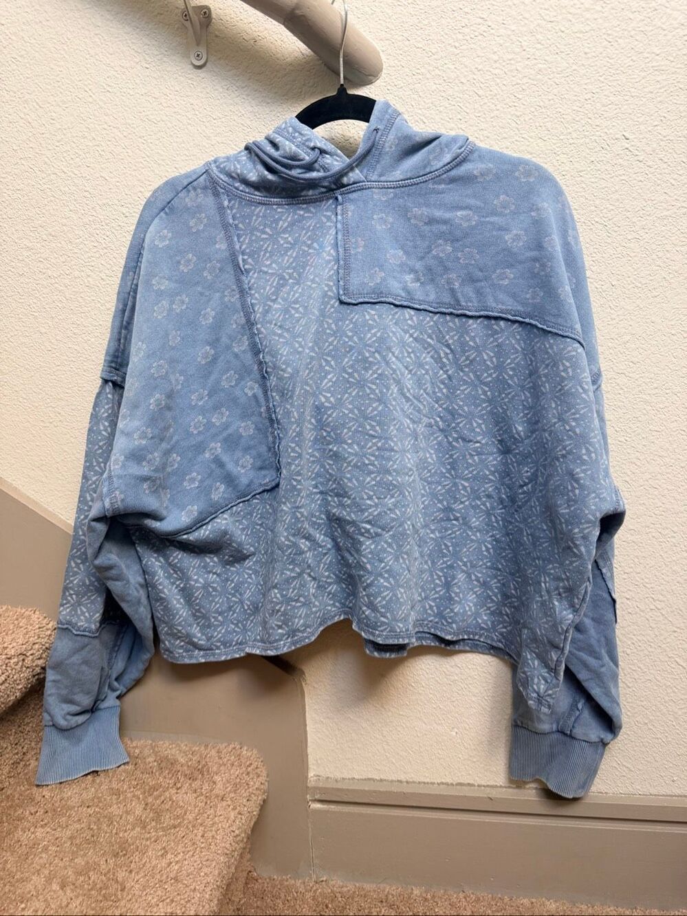 Lucky Brand Blue Wash Distressed Denim Jacket Size Medium Patchwork Outerwear